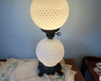 White hobnail lamp
