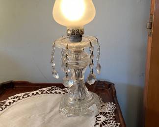 Petite glass dresser lamp
