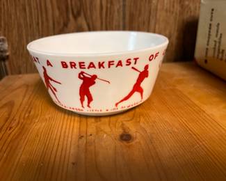 Vintage 1937 WHEATIES Eat a Breakfast of Champions Milk Glass Cereal Ad Bowl