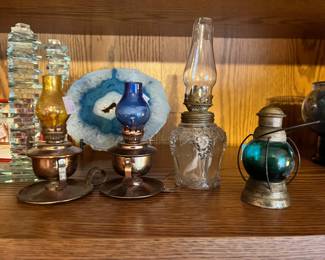 Small vintage, kerosene lamps.