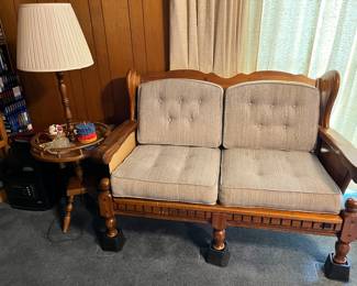 1960s solid wood loveseat