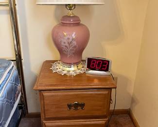 Maple night stands and matching table lamps