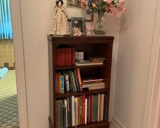 vintage bookcase and books