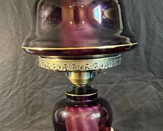 AMETHYST PURPLE GLASS HURRICANE LAMP