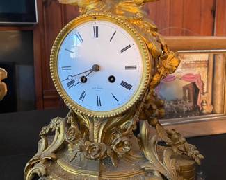 French Dore Bronze mantle clock