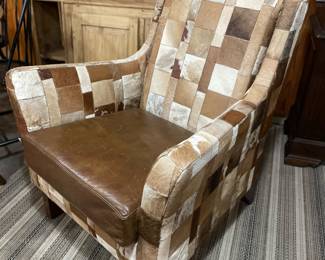 Cowhide leather side chair