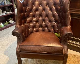 Tufted leather side chair