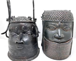 Vintage African Ceramic Queen Mother & Bronze Oba King Heads From Benin
Lot #: 1