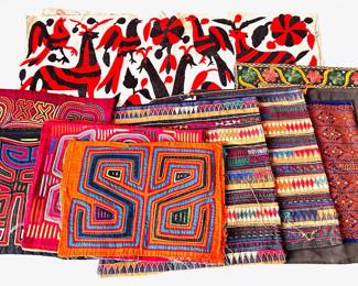 4 Kuna Molas From Panama, Mexican Otomi Embroidery & 4 Pillow Covers
Lot #: 65