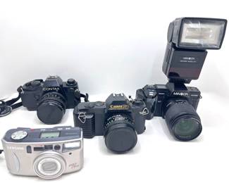 4 SLR Cameras: Minolta With Flash, Contax, Canon & Samsung
Lot #: 71