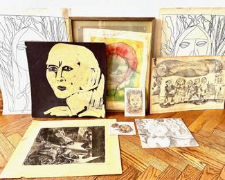 9 Original Drawings By Various Artists, 1 Framed
Lot #: 159
