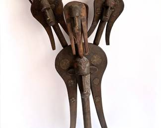 Vintage African Janus Head Wood With Brass Dance Headdress With 8 Detachable Smaller Heads From Mali
Lot #: 117