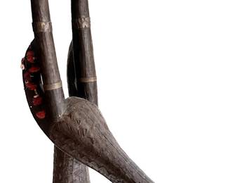 Vintage African Antelope Crest Wood With Brass Details Sculpture From Burkina Faso
Lot #: 81
