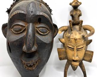 1 Vintage African Carved Wood Masks, One With Human Hair
Lot #: 122