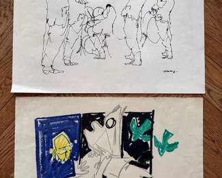 Leo Meiersdorff Original Drawing "Jazz Group" & Pinchas Livotsky Lithograph "Green Birds", Both Signed
Lot #: 56