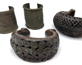 Antique African Jumbo Brass Bracelets From Tikar, Camaroon & 2 Vintage African Bracelets
Lot #: 124