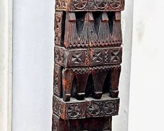 Antique Carved Wood Pillar Column From Afghanistan Or Pakistan On Metal Base
Lot #: 52