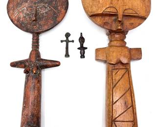 4 Vintage African Ashanti Fertility Dolls: 3 Carved Wood & 1 Metal
Lot #: 86