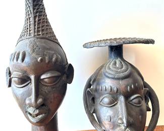 2 Vintage African Bronze Heads, Taller Is Queen Mother's Head From Benin
Lot #: 93