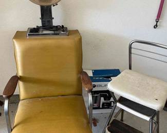 Vintage Hair Dryer Chair, Bunn Coffee Maker And Kitchen Stool