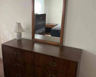Dresser With Mirror And Small Lamp