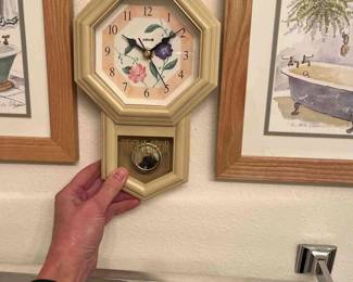 Small Clock And 2 Framed Pictures