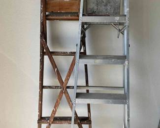 2 Ladders, Metal And Wood