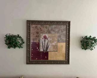 Framed Picture With 2 Planters