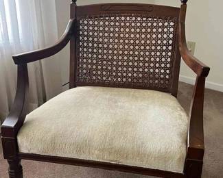 Cane Back Chair With Wood Arms
