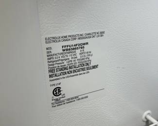 Freezer model number 