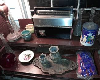 Antique Brass Inkwell Desk Set