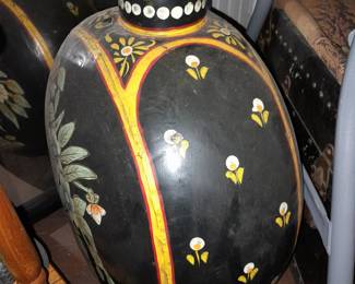 Large Floral Painted Vase