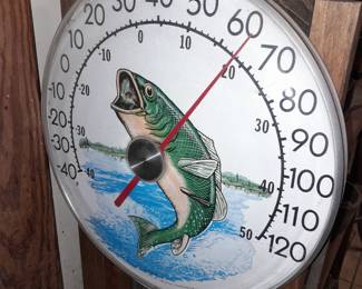 Vintage Bass Fish Oversized Outdoor Thermometer