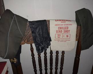 Vintage Military Hats & Leather Gloves