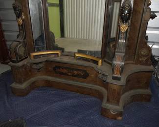 HUGE  Antique Carved Hall Mirror (Currently Stored In Westwood, NJ And Available For Private Viewings For Serious Buyers)