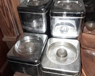 Vintage Tin Cannister Set