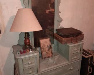 Antique Wooden Dresser W/ Mirror
