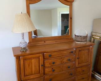 Pine Dresser and Mirror