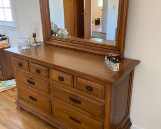 Walnut Dresser and Mirror
