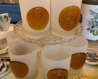 Frosted whiskey glasses with amber detail