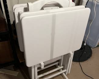 Painted white TV tray set
