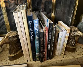 Books and brass bookends