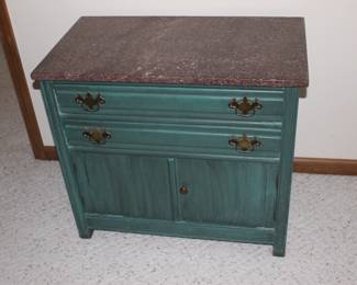 Marble top painted cabinet