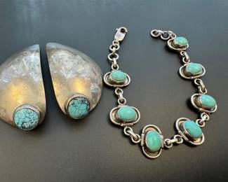 Sterling silver turquoise earrings and bracelet