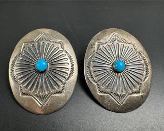 Vintage Navajo Lawrence Ohmsatte LO Sterling earrings 