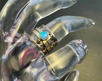 Sterling silver designer opal slipada ring