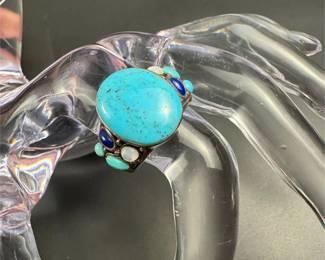 Sterling Silver Thailand Oval Blue Turquoise ring