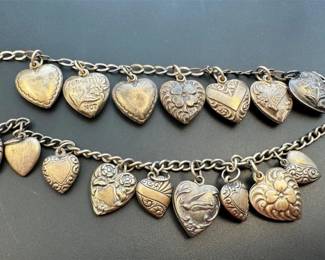 Vintage sterling puffy hearts charms/pendants
