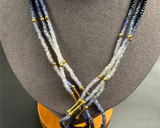 18k gold sapphire beads necklace