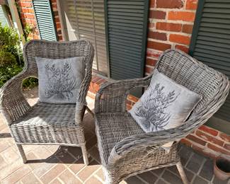 wonderful pair of outdoor wicker chairs